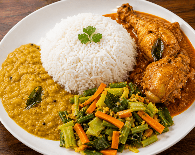 Special Student Meal Rice with Chicken and Dhal/Leeks & Carrot Curry